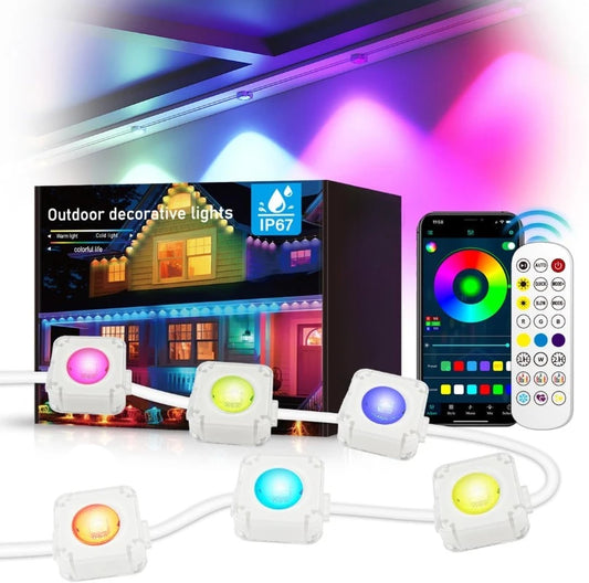 Permanent Outdoor Lights Smart RGBIC Eaves LED Lights Festival Flashing Lighting Fairy String Holiday Lighting