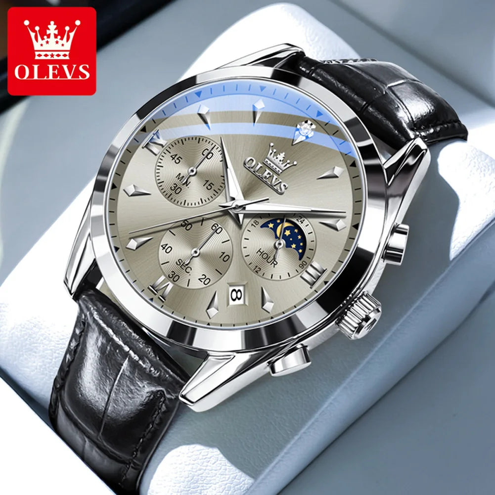 Men’s Elegant Dress Watch – Rose Gold-Tone Case & Brown Leather-Style Strap