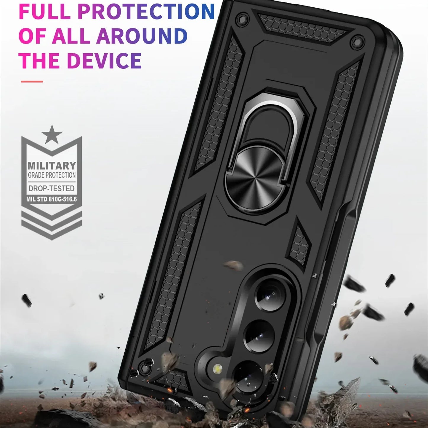 Samsung Z Fold Armor Case. Heavy Duty Kickstand Protective Cover