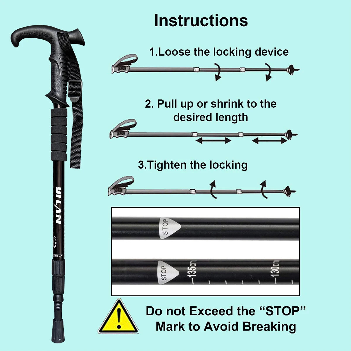 Ultralight Shock Absorption Hiking Poles .Adjustable Aluminum Trekking Poles for Outdoor Adventures
