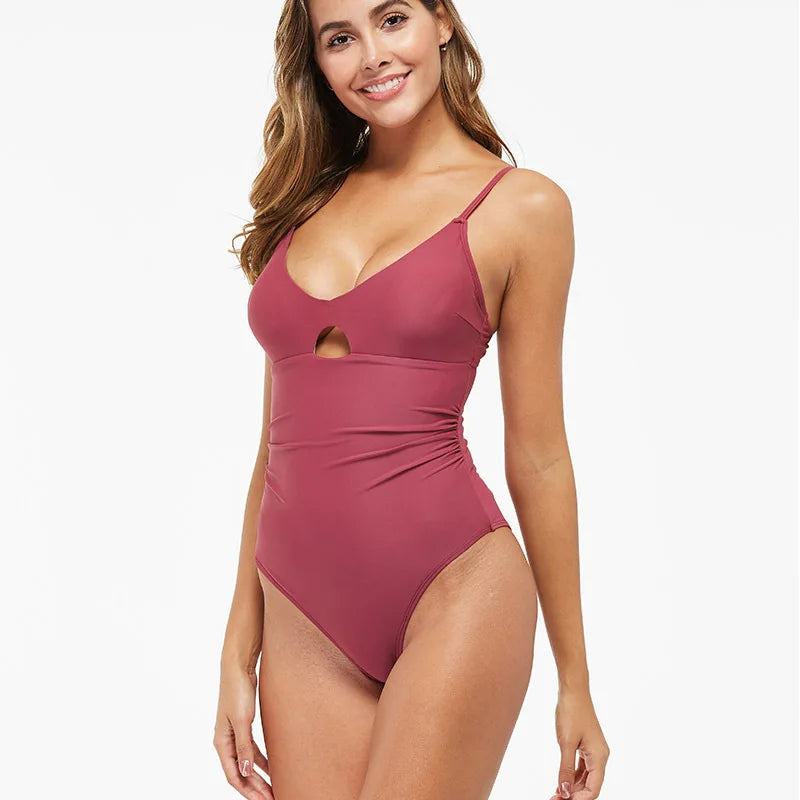 Women’s Backless V-Neck One-Piece Swimsuit