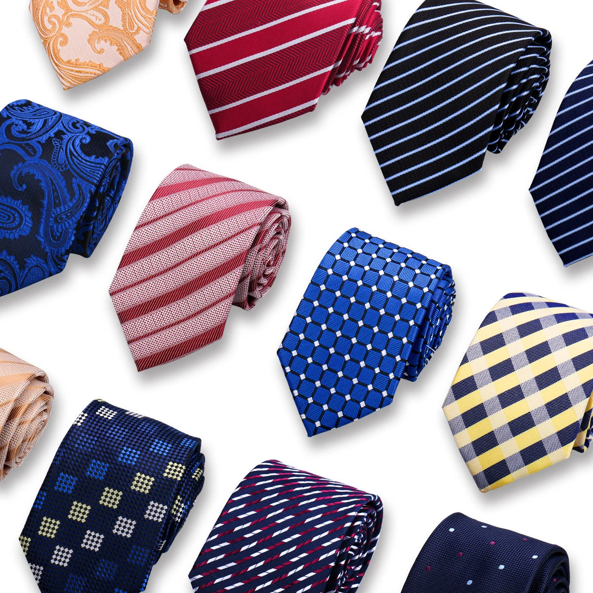 Men's Tie Brand New Fashion Blue Necktie Green Orange Gravatas For Men Paisley Floral Fit Wedding Workplace Slim Dots Wholesale