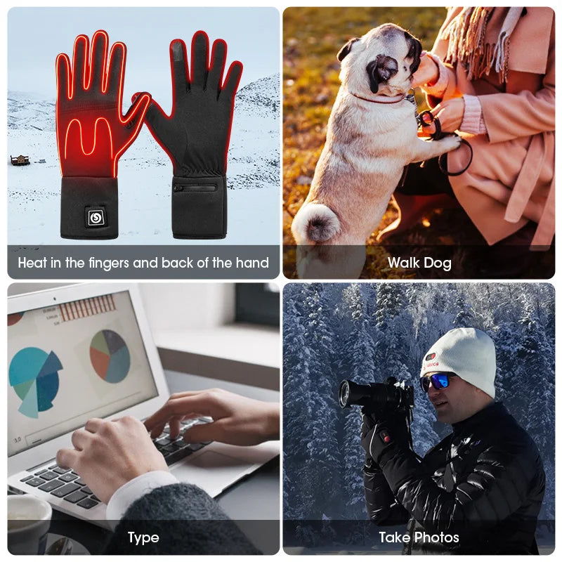Savior Heat Electric Heated Glove Liners for Men Women Rechargeable Battery Heating Riding Ski Snowboarding  Cycling Thin Gloves