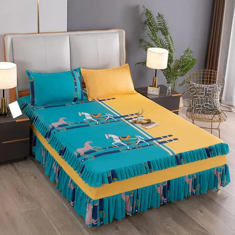 Bedroom Flat Sheets Bed Printed Fashion Modern Queen King Size Washed Cotton Comfortable Bedding Mattress Cover Bedspread New