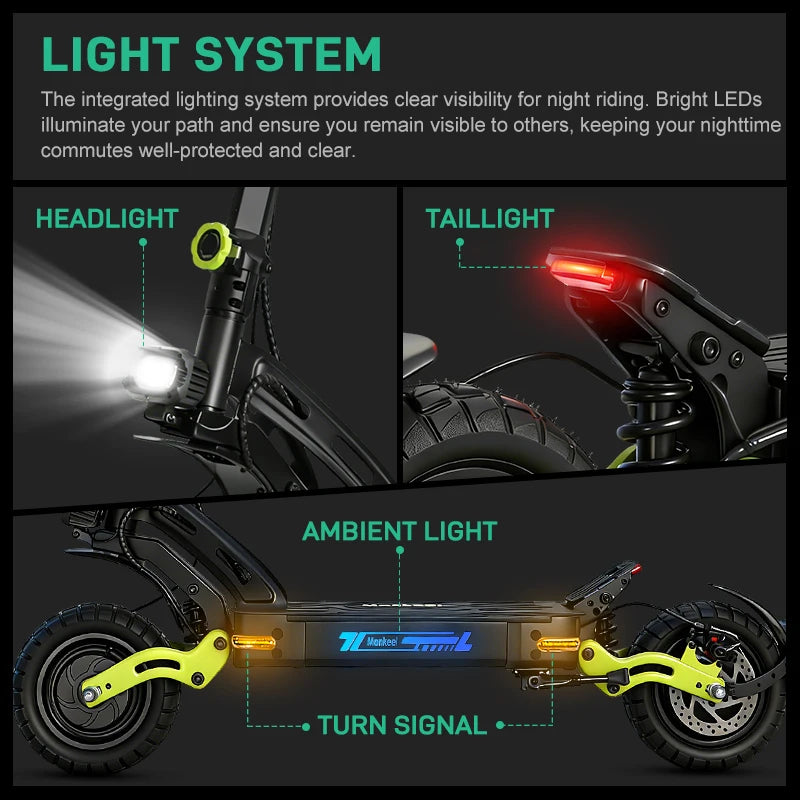 1200W Dual Motor Electric Scooter. 60V 21Ah Long-Range High Performance E-Scooter with Dual Suspension