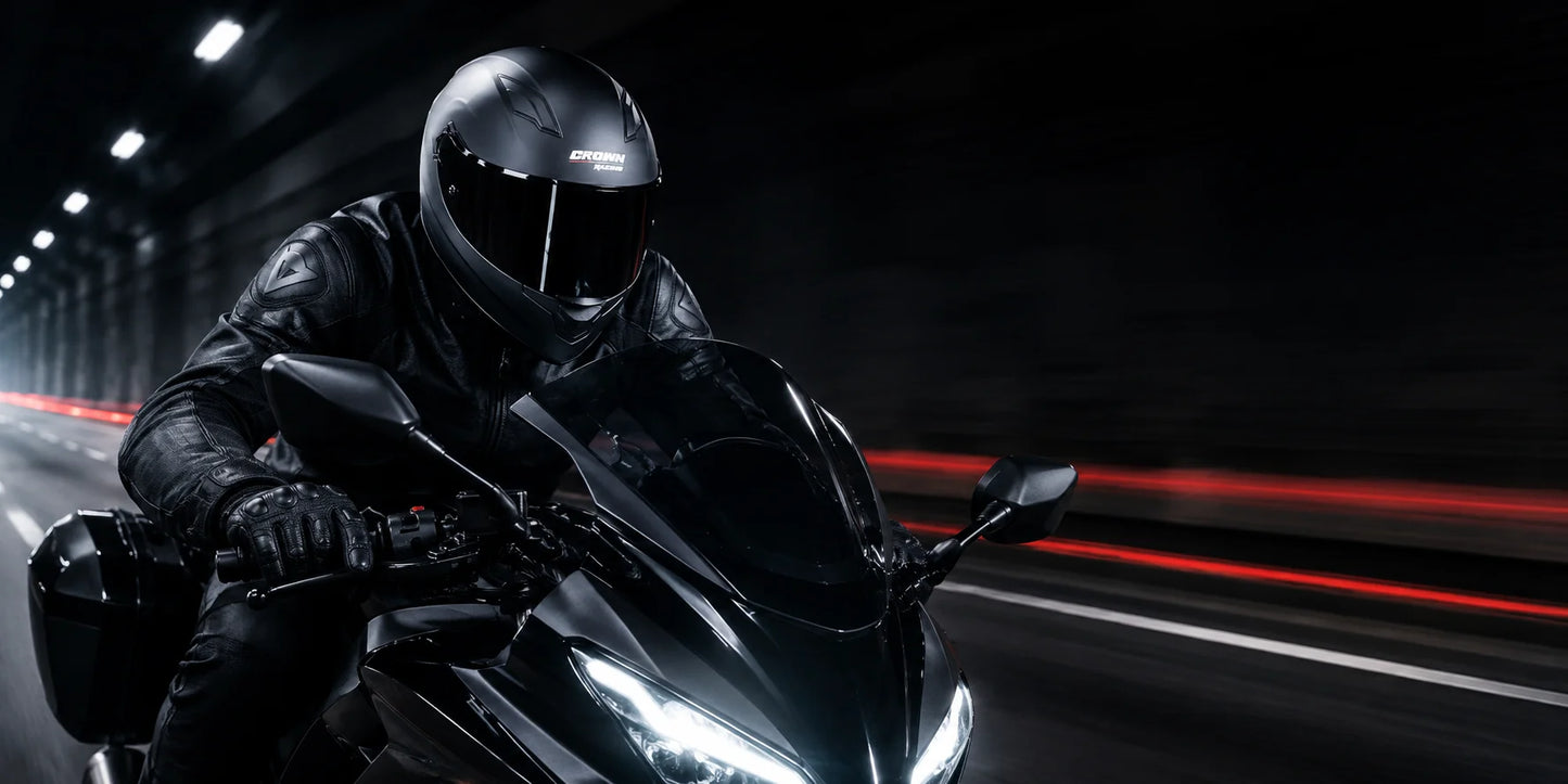 Crown Racing F-700 Full Face Motorcycle Helmet | Adult DOT-Style Street & Sport Bike Helmet with Tinted Visor
