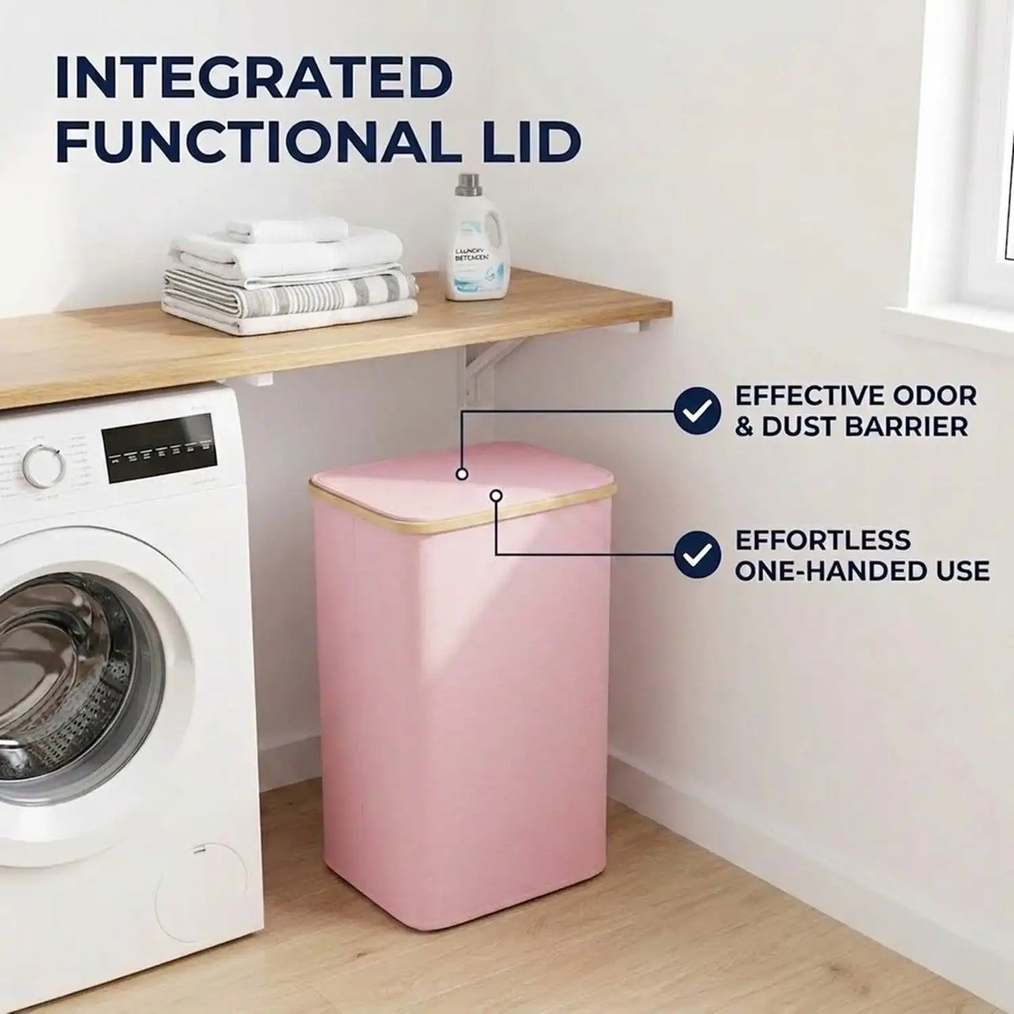110L Large Capacity Laundry Hamper with Lid & Handles.  Collapsible Oxford Fabric Basket