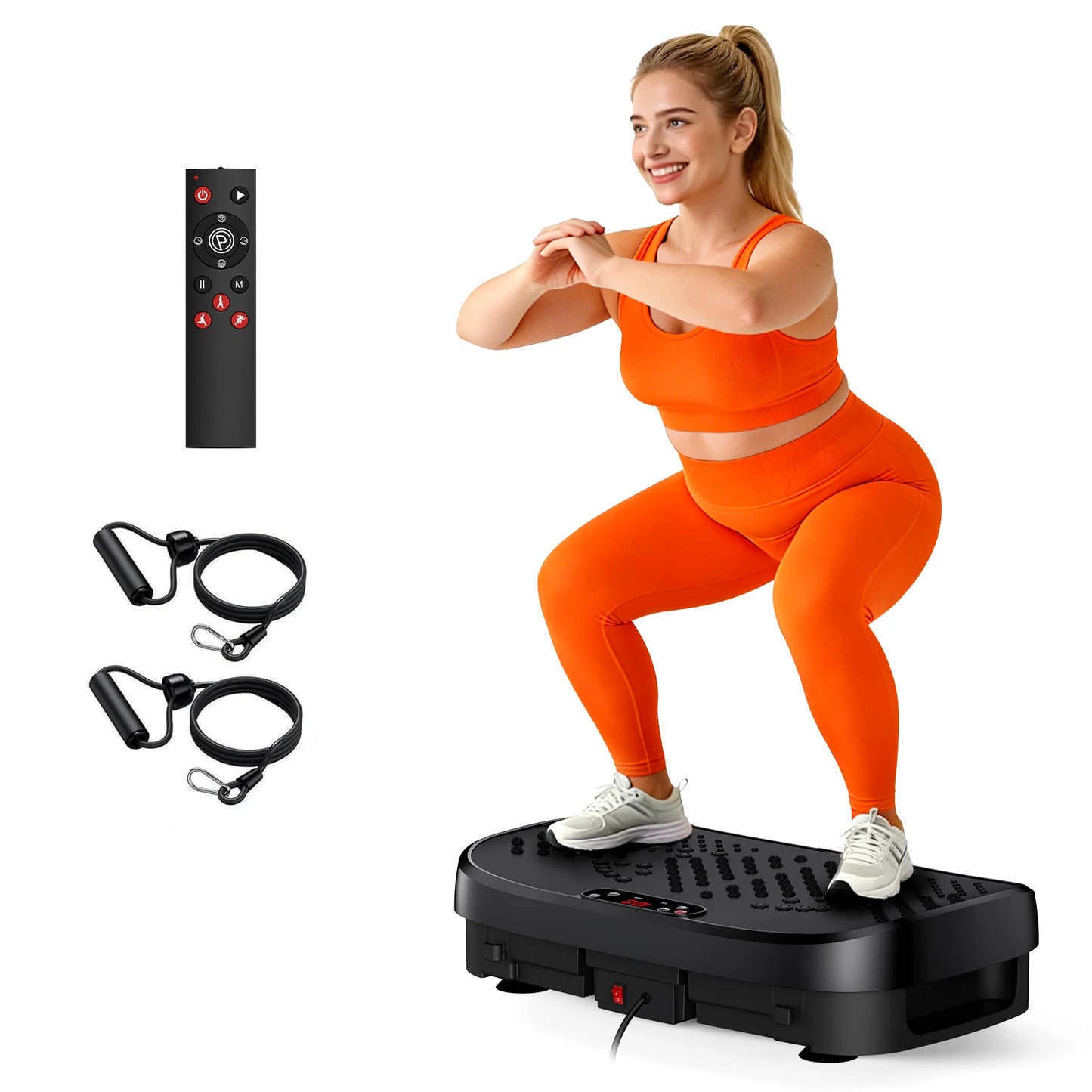 Magnetic Vibration Plate Exercise Machine. 120-Level Full Body Fitness Platform with Resistance Bands