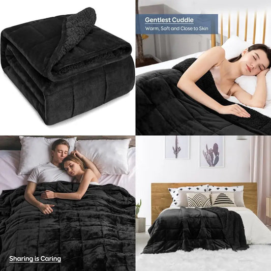 Adult Sherpa Fleece Reversible Weighted Blanket, 20 lbs, Queen Size for Men and Women