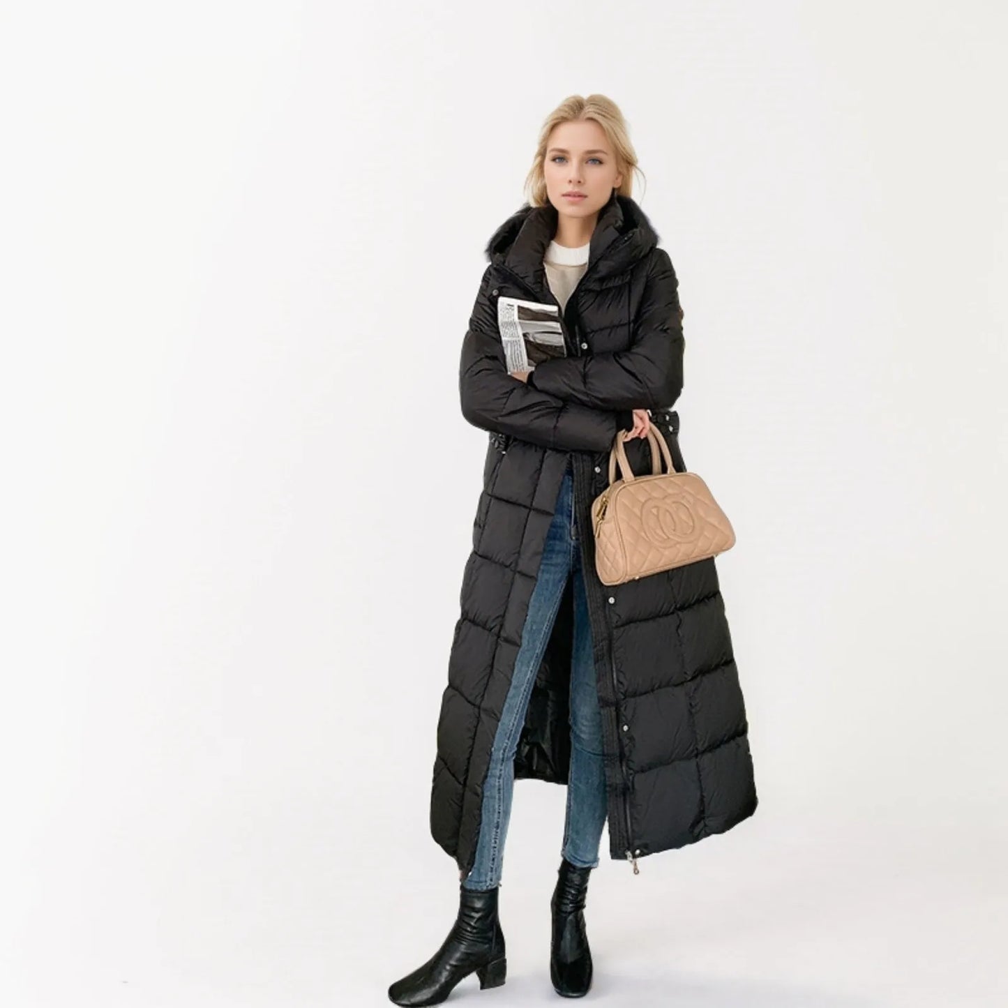 Black Winter Coat For Women Korean Oversized Hooded Parka
