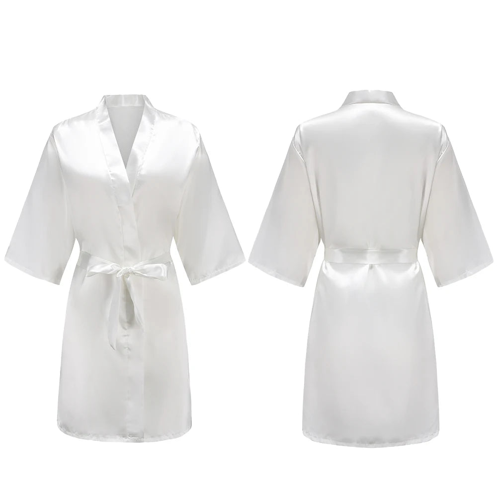Women's Satin Pajama Set. Short Sleeve Robe & Shorts Loungewear