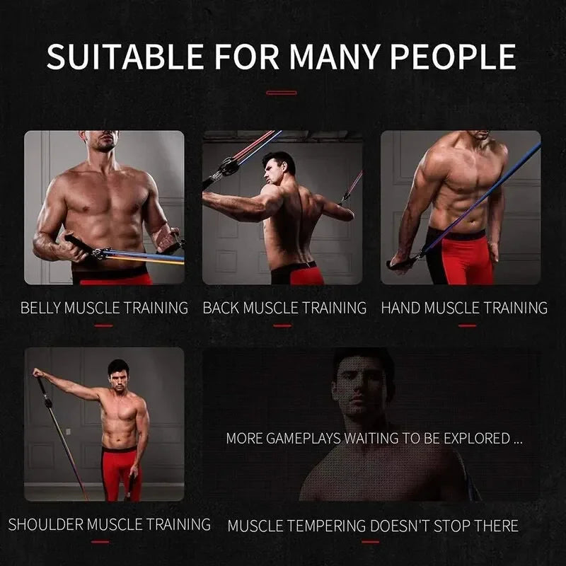 Resistance Bands Workout Set for Home Gym Strength Training and Full Body Exercise