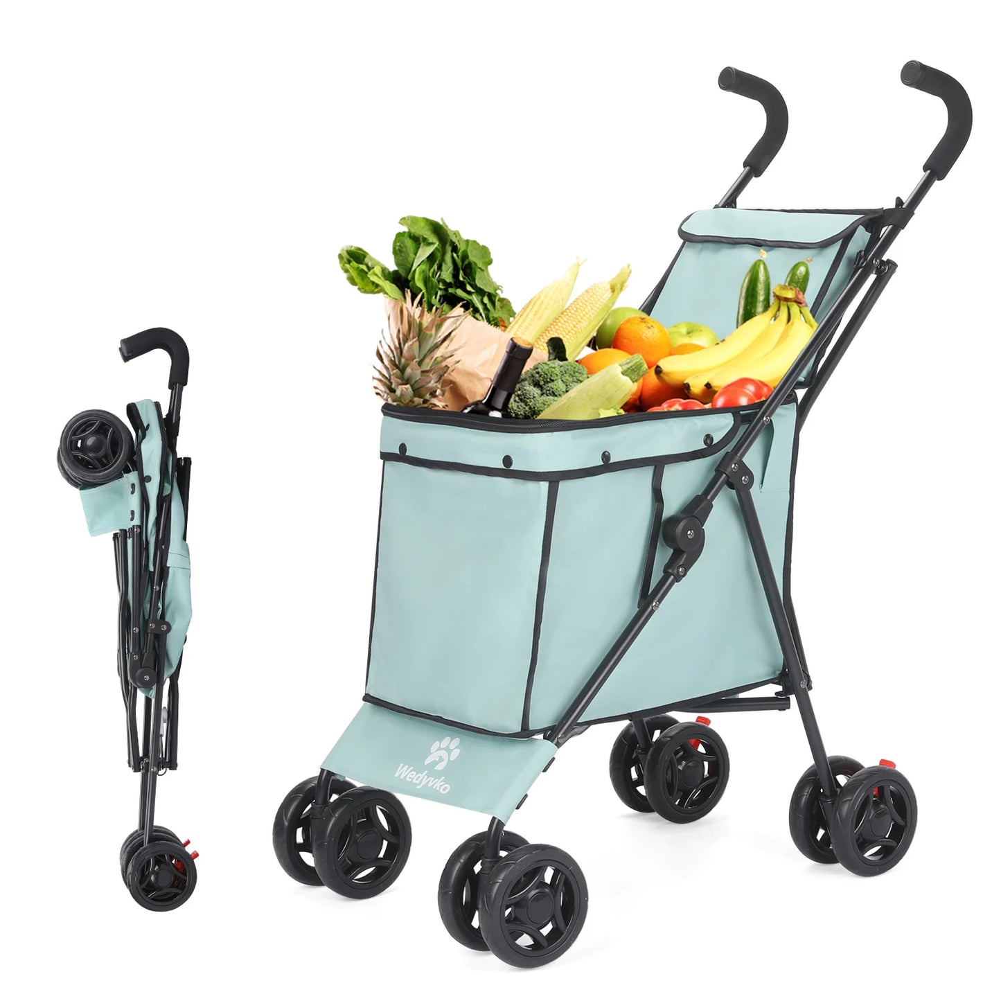 Multifunctional Folding Utility Wagon Cart – Portable Heavy-Duty Collapsible Rolling Cart for Shopping, Gardening, Camping, Beach & Grocery Transport