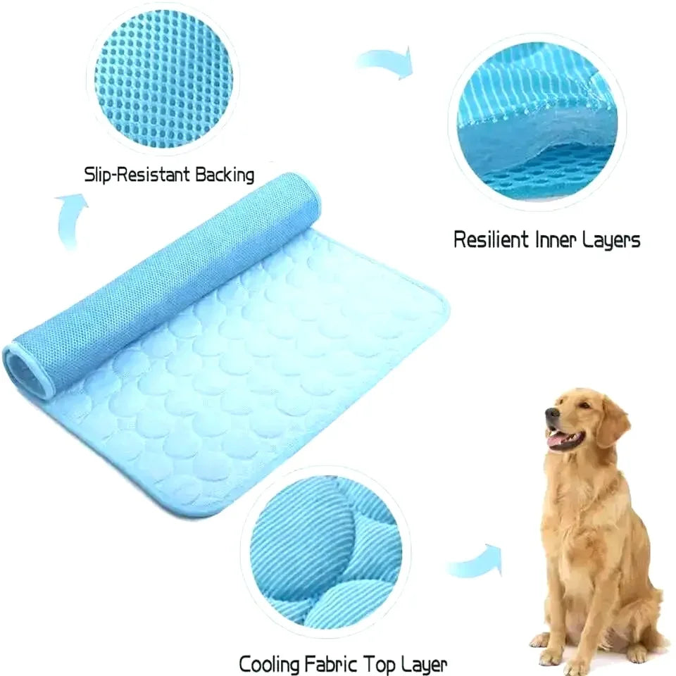 Ice Silk Cooling Dog & Cat Mat | Breathable Summer Cooling Pad for Pets