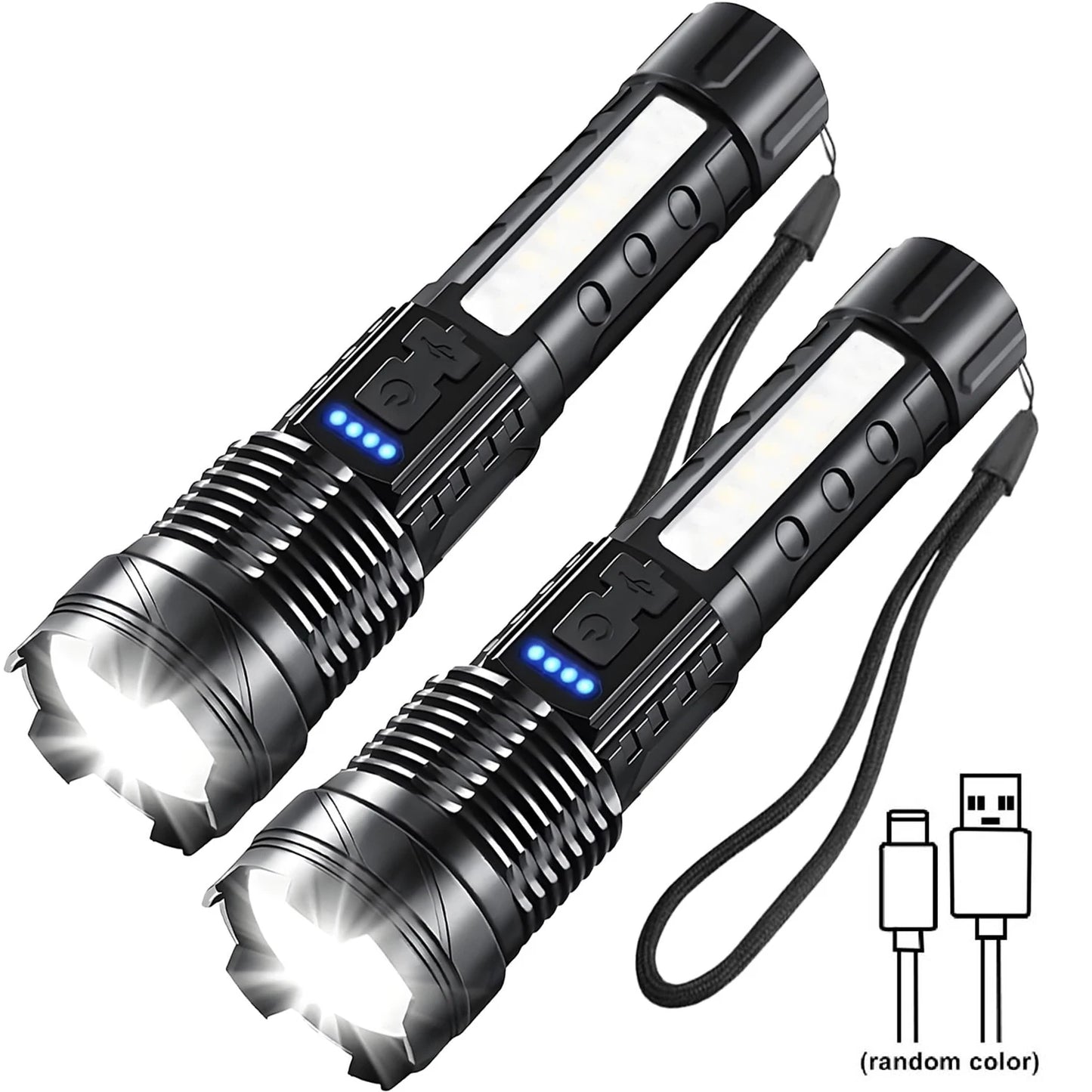 Rechargeable Tactical LED Flashlight .7 Modes, Zoomable Beam & USB Charging