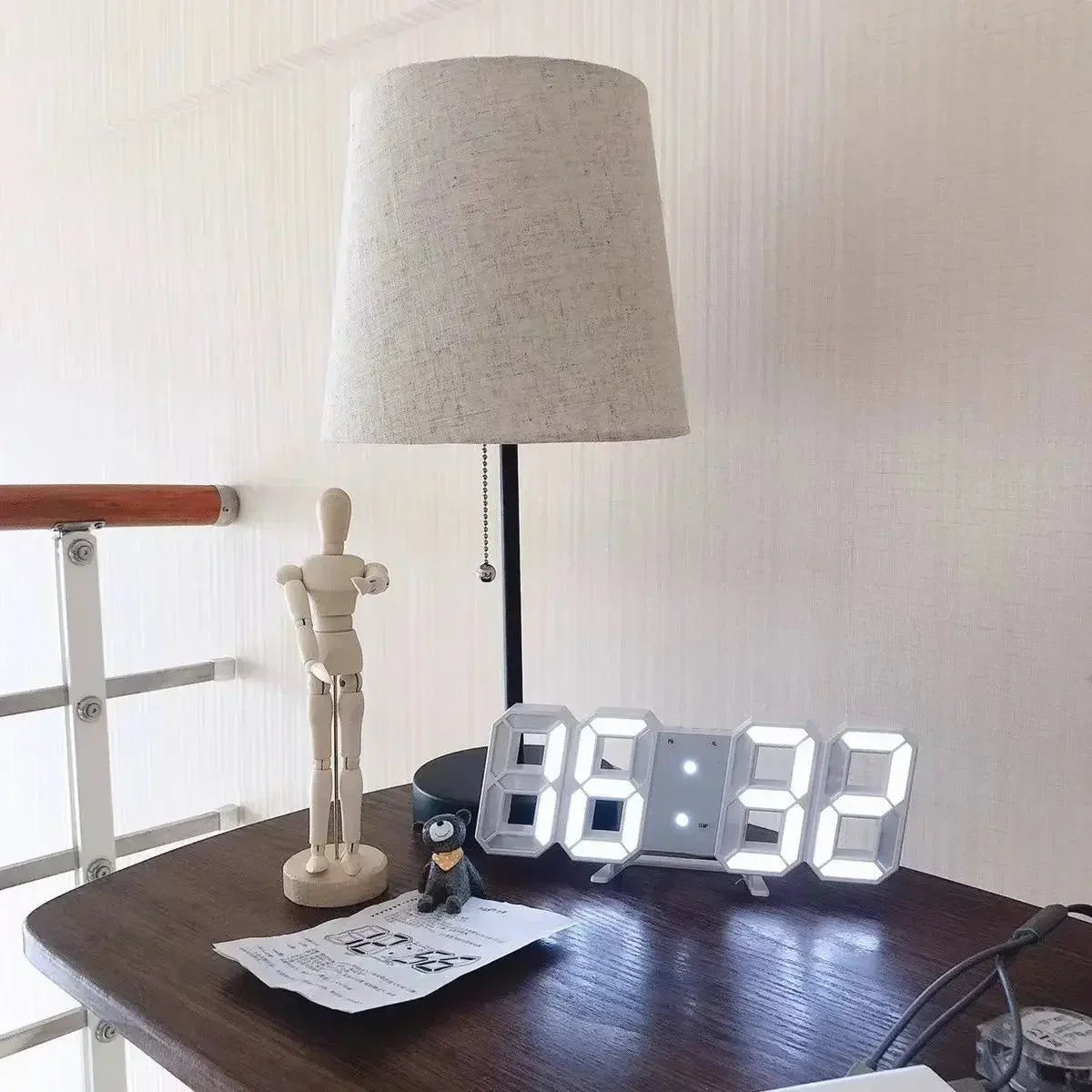 Modern 3D LED Digital Wall Clock . Large Display Smart Home Desk & Wall Clock
