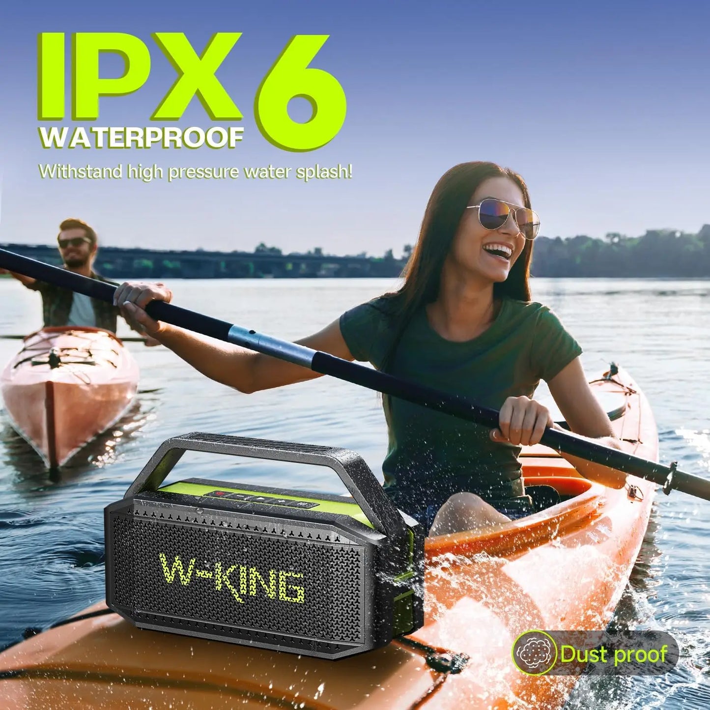 W-KING (100W Peak) 60W Portable Loud Bluetooth Speakers with Subwoofer, Outdoor Speaker Bluetooth Wireless Waterproof Speaker