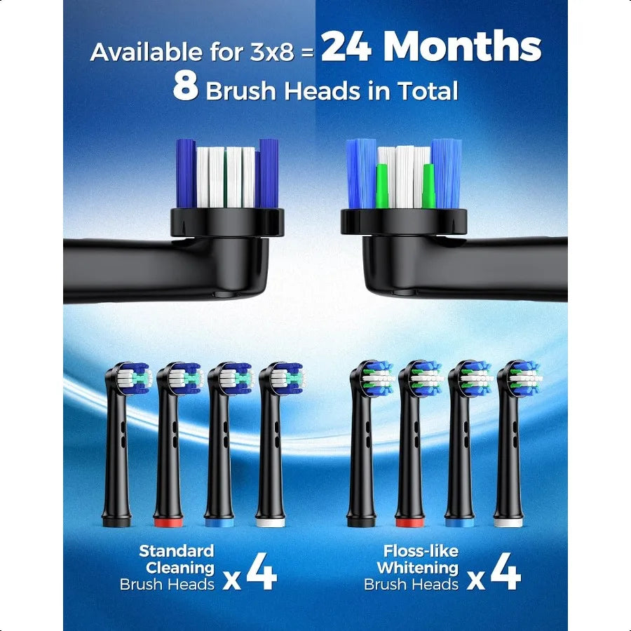 Rotating Electric Toothbrush For Adults 8 Heads 4 Modes