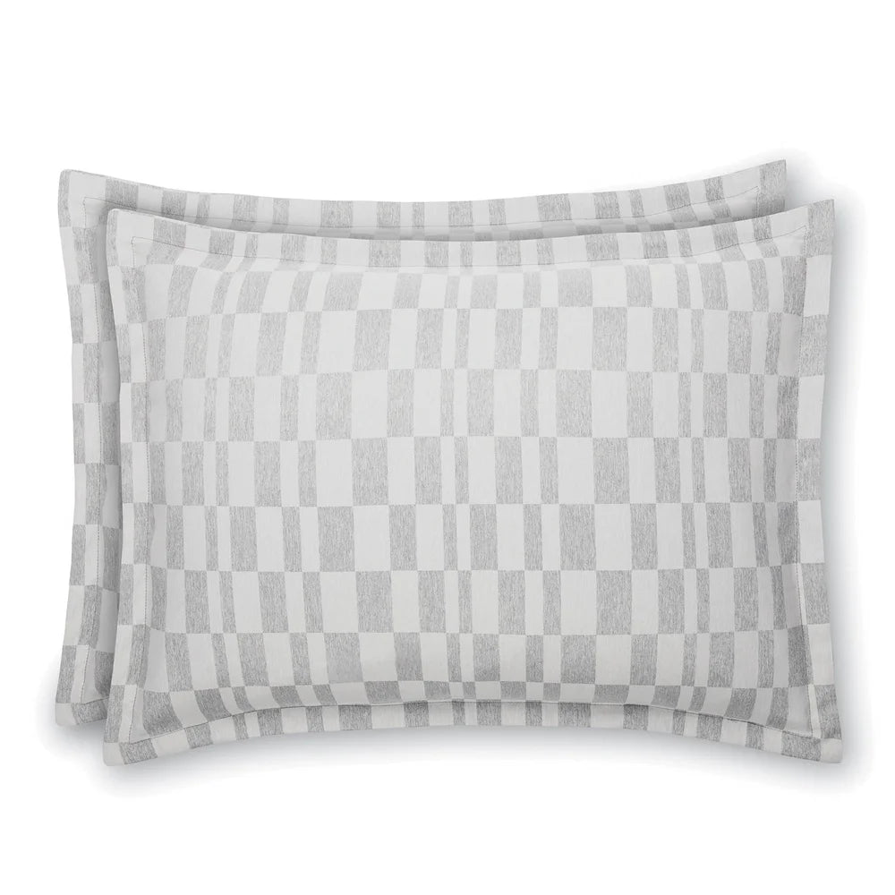 5 Piece Soft Grey Checkered Comforter Set Full Queen