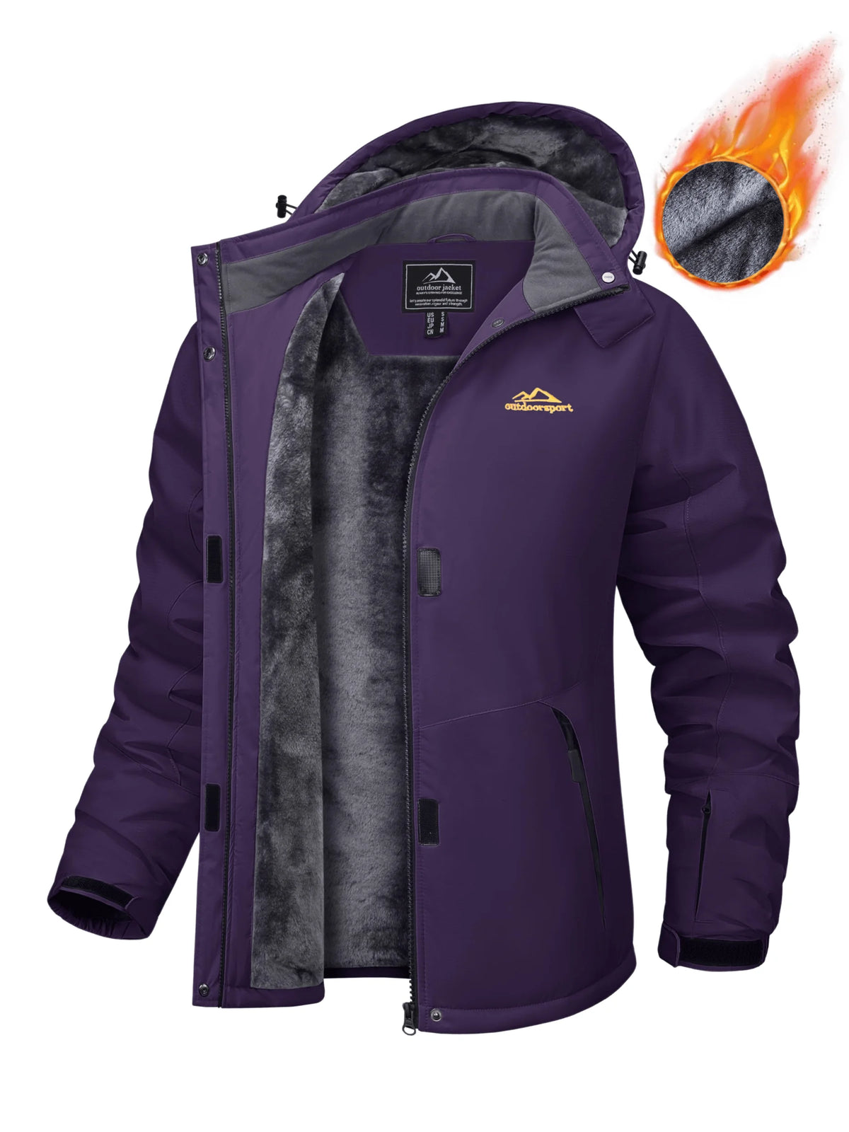 Women's Fleece Lined Hooded Winter Parka Jacket Warm Water-Resistant Coat