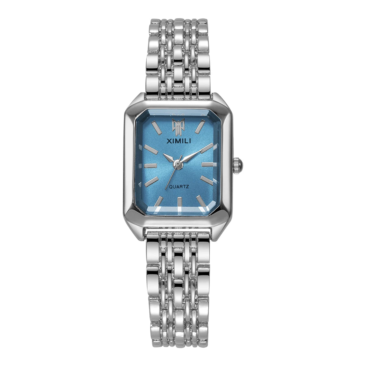 Elegant Women’s Rectangular Quartz Watch. Stainless Steel Bracelet Fashion Timepiece