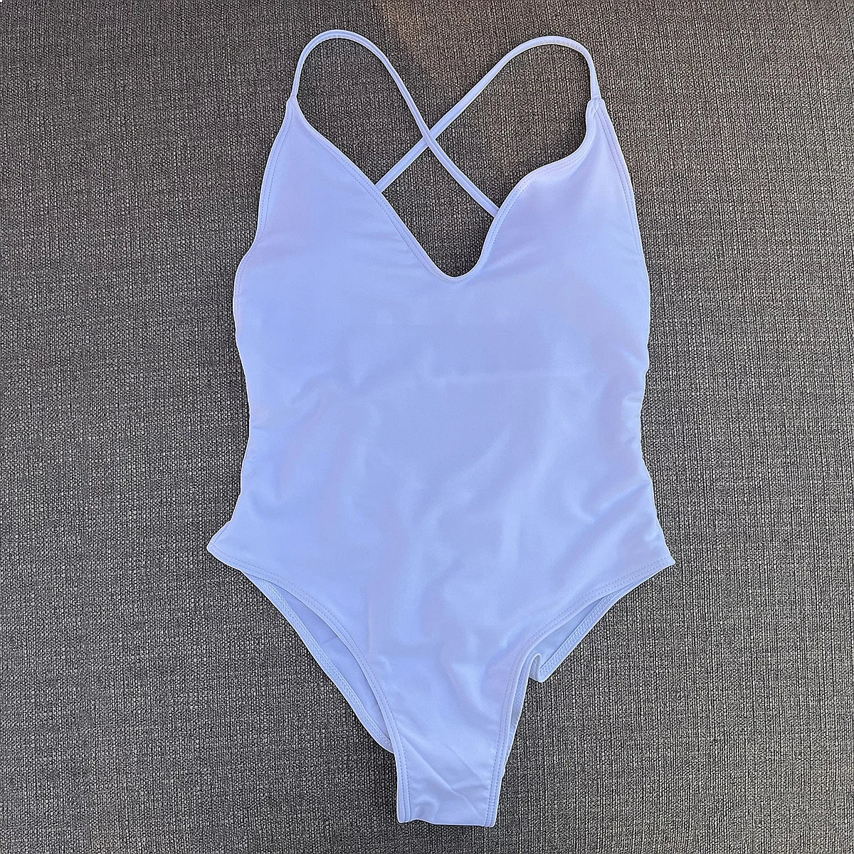 Women’s Padded One-Piece Monokini Swimsuit | Crisscross Back Push-Up Bathing Suit