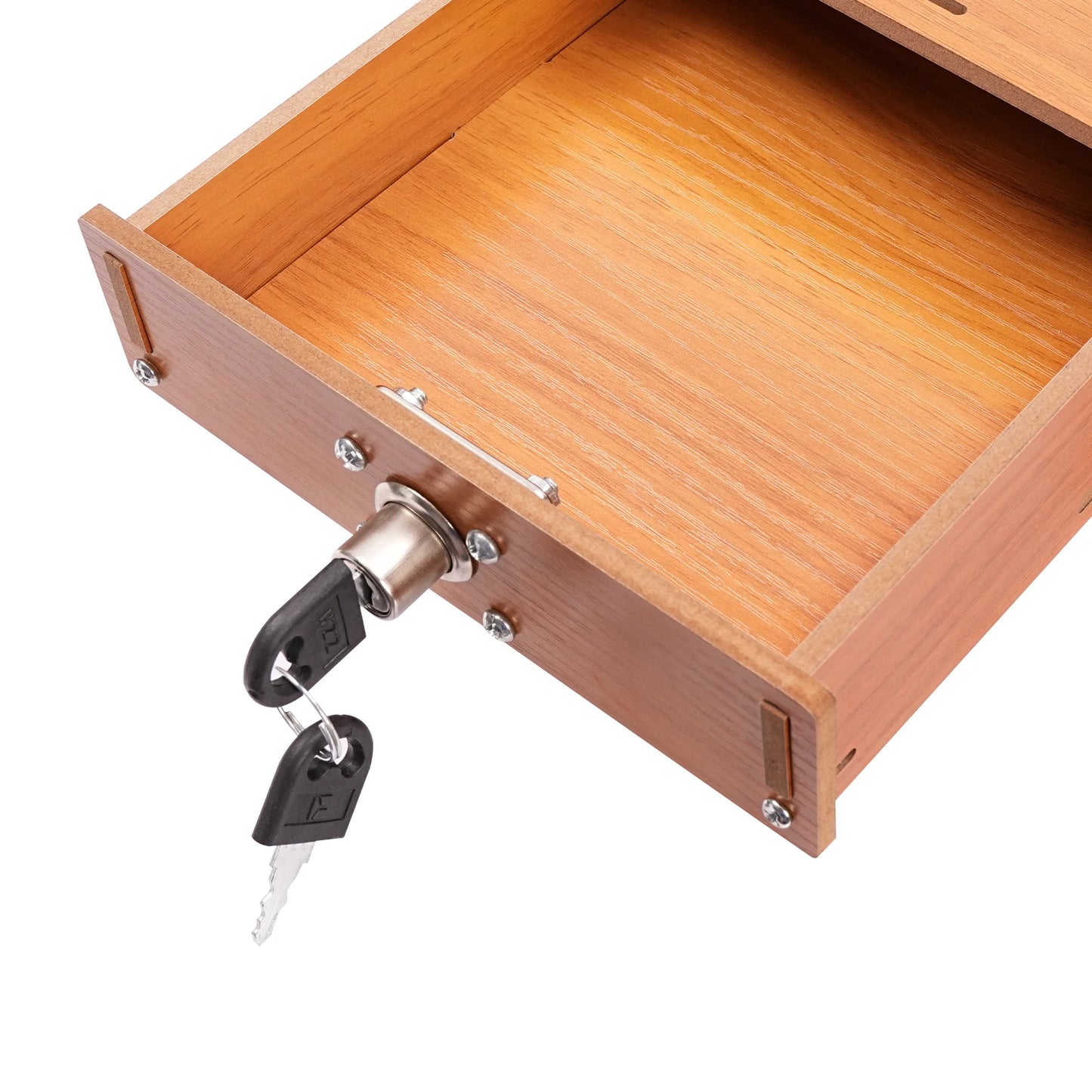 Computer Monitor Stand with Drawers, Phone Holder & Key Storage, Wooden Monitor Riser Desktop Organizer for Home Office