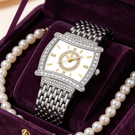 YalaLusi Luxury Crystal Square Watch . Elegant Waterproof Fashion Timepiece