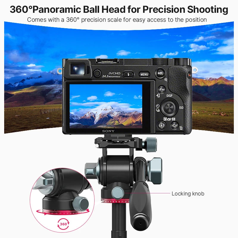 Ulanzi U-190 Fluid Hydraulic Ball Head Panoramic Video DSLR Camera Tripod Head with Handle Arca for Monopod Tripod Pan Head