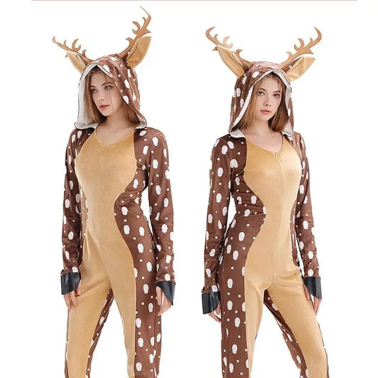 Reindeer Jumpsuit Adult Christmas Costume Onesie Hoodie