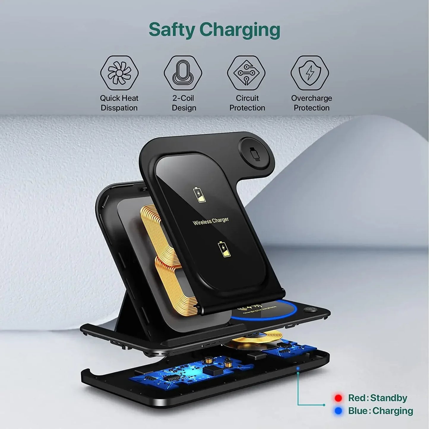 30W 3-in-1 Foldable Wireless Charging Station for iPhone, Apple Watch & AirPods