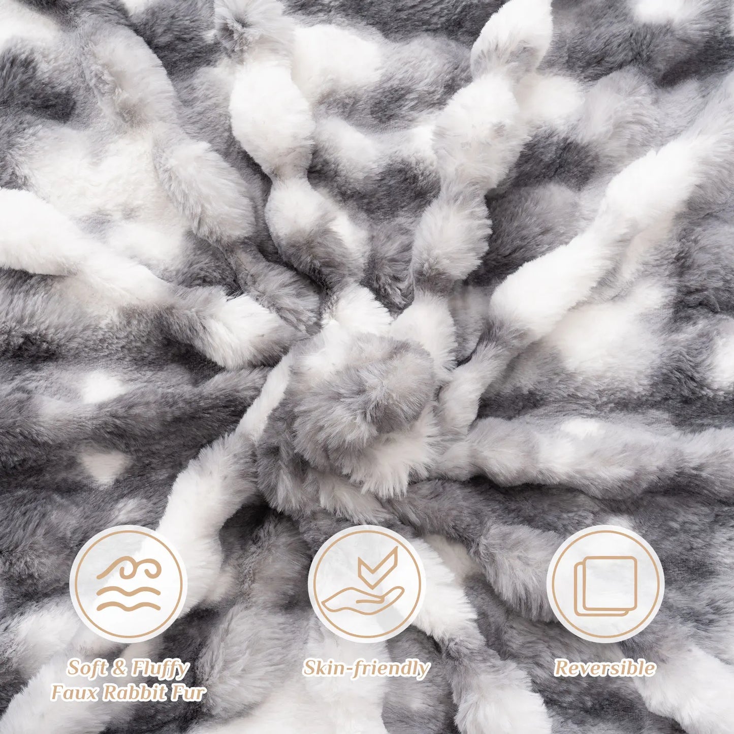Faux Rabbit Fur Blanket For Bed Thick And Warm Winter-Luxury Plush, Cozy & Decorative Throw.