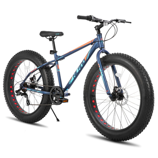 Hiiland 20 Inch Fat Tire Mountain Bike .Kids Bicycle with Front Suspension, Dual Disc Brakes & 7-Speed Gears