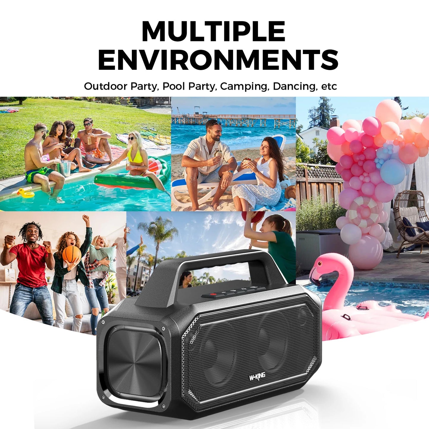 W-KING Portable Bluetooth Speaker.Waterproof Wireless Outdoor Speaker with Deep Bass & Power Bank