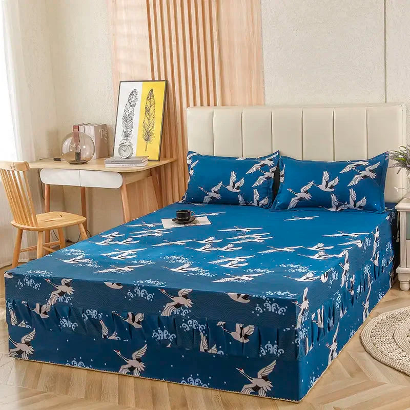 Bedroom Flat Sheets Bed Printed Fashion Modern Queen King Size Washed Cotton Comfortable Bedding Mattress Cover Bedspread New