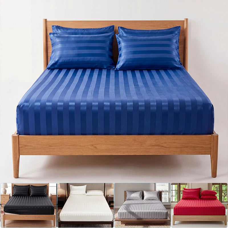 Luxury Satin Jacquard Fitted Sheet & Pillowcase Set