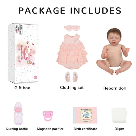 Reborn Baby Dolls Girl - 20 Inch Realistic Sleeping Newborn Baby Doll, Lifelike Handmade Cloth Body Soft Weighted Reborn Doll