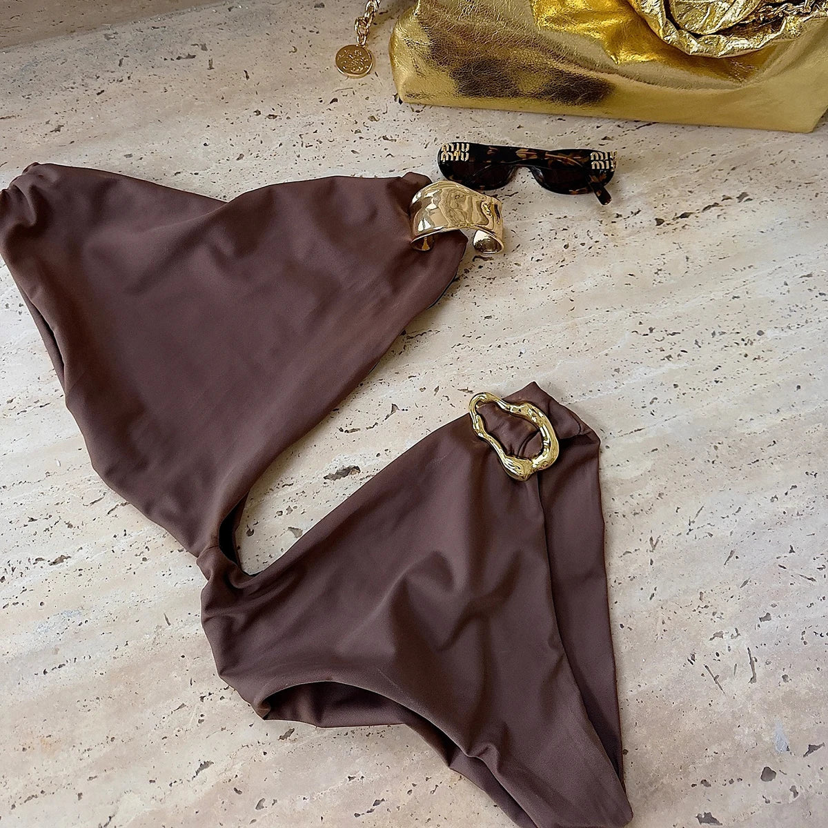 Women’s One-Shoulder High-Waist One-Piece Swimsuit | Tummy Control Asymmetrical Monokini for Beach & Pool