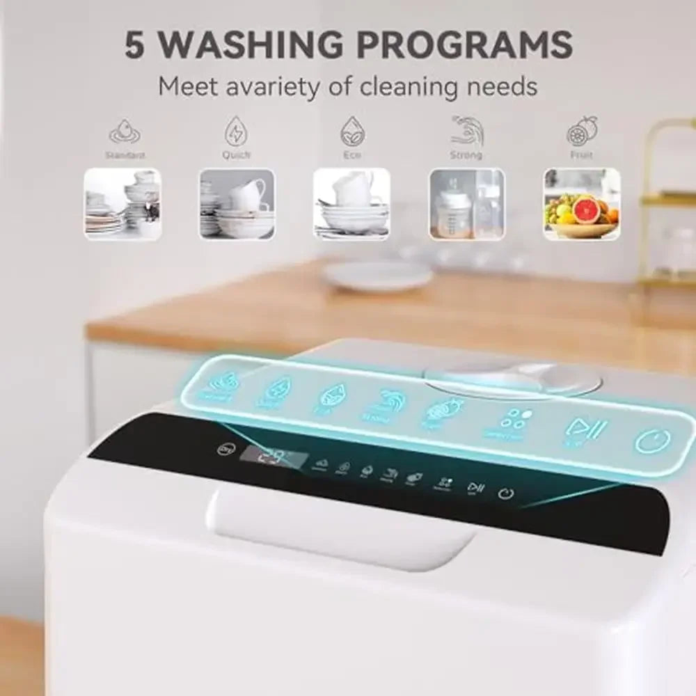 Portable Countertop Dishwasher 5 Washing Programs Compact Small Dishwasher with Baby Care Air-Dry Function 5-Liter Water Tank