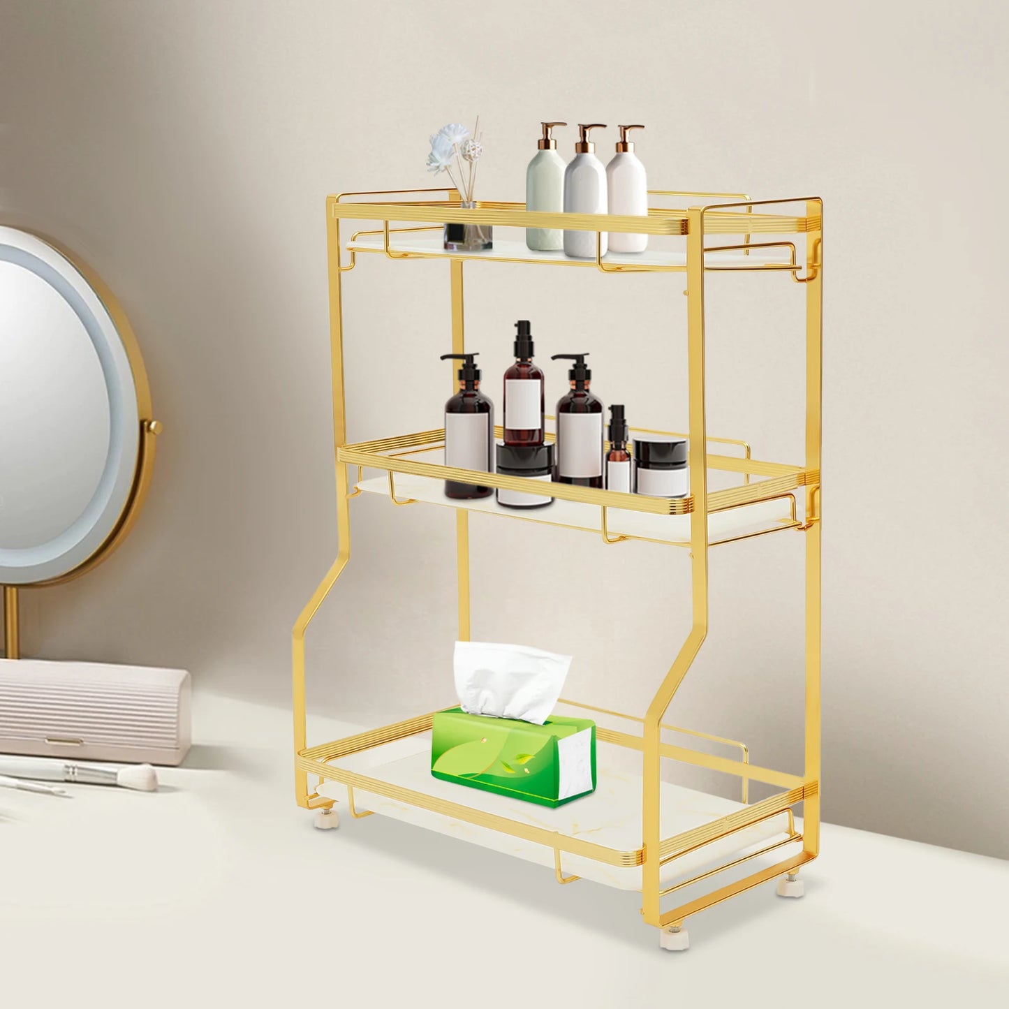 3 Tier Countertop Organizer Gold Vanity For Skincare Makeup