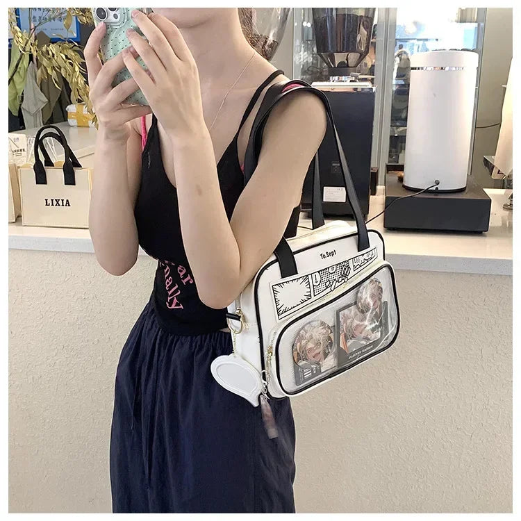 Y2K Japanese Harajuku Ita Bag for Women Cute Shoulder Bag Girls Transparent Itabag Crossbody Bag JK Shoulder Bags Handbags