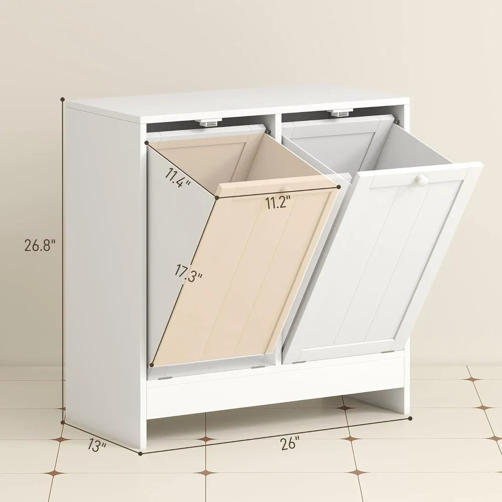 Double Tilt-Out Laundry Hamper Cabinet with Two 10-Gallon Compartments
