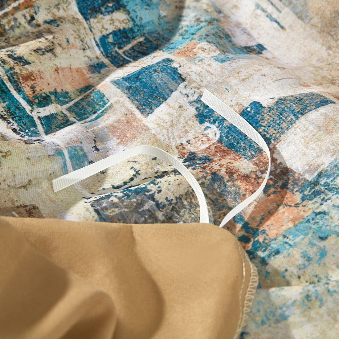 Quilt Bedding Set, Blue Bohemian Country Floral Patchwork Bedspread for All Seasons, Queen Size