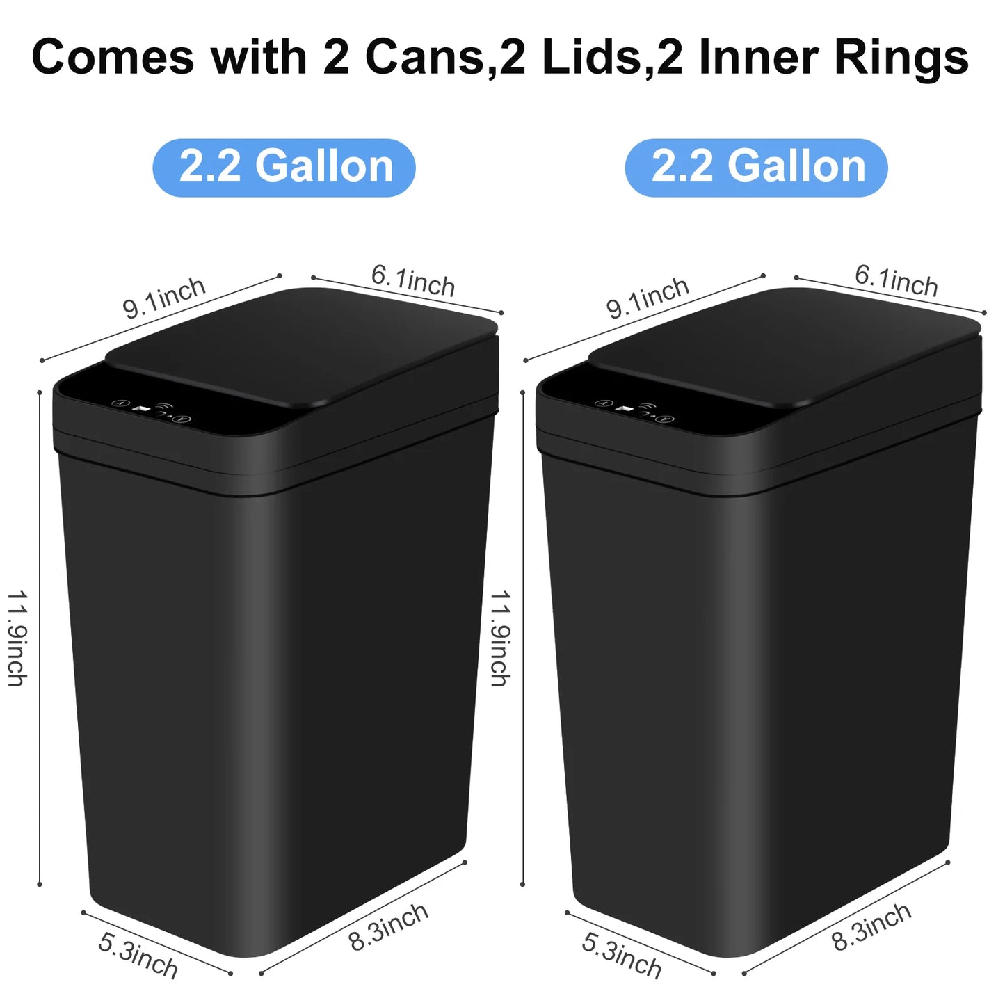 2 Pack Touchless Smart Trash Cans