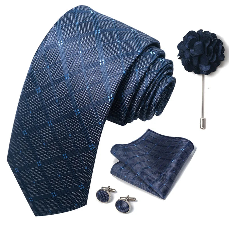 Luxury Green Floral Men’s Necktie Set .Tie, Pocket Square & Cufflinks