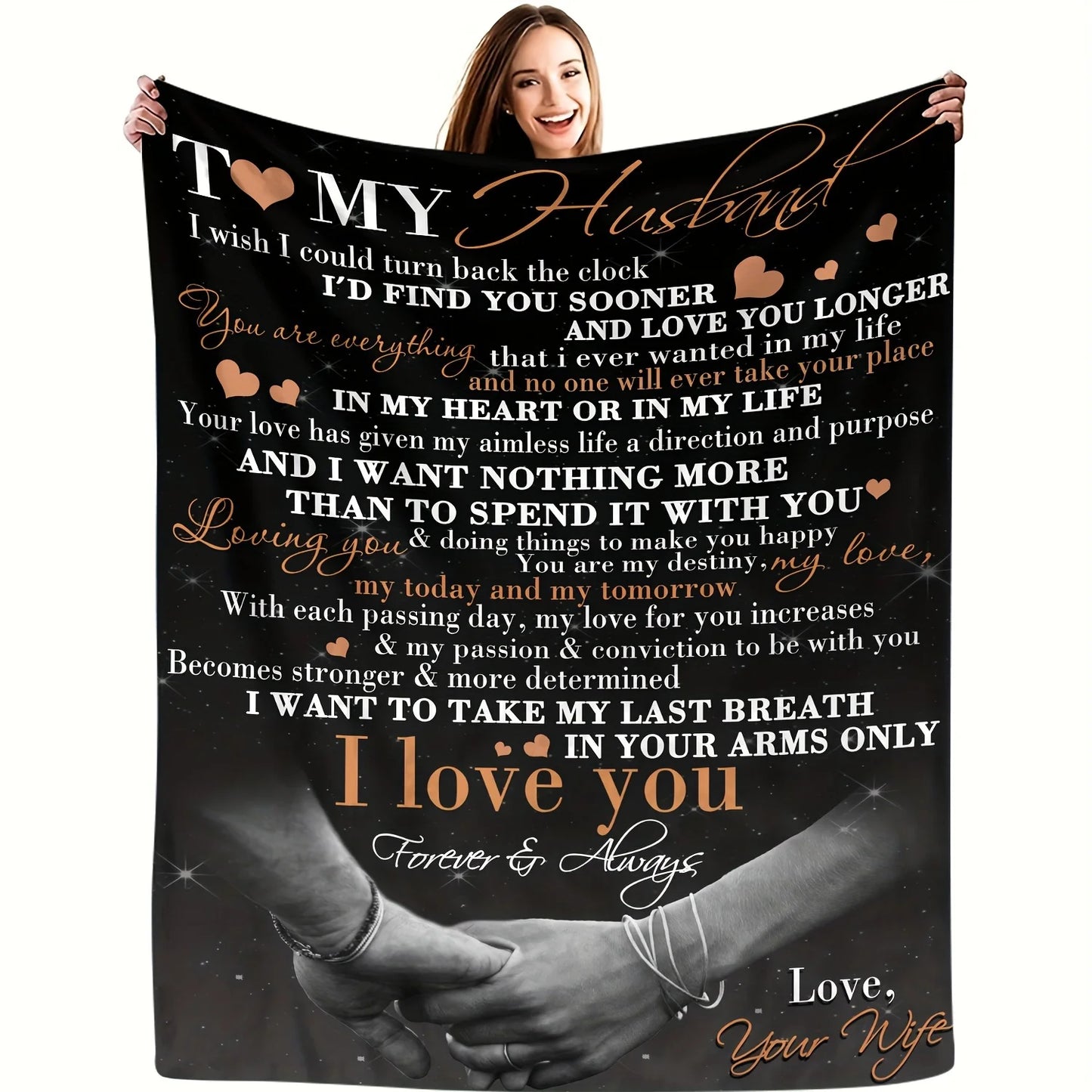 To My Husband Romantic Cozy Flannel Throw Blanket Gift