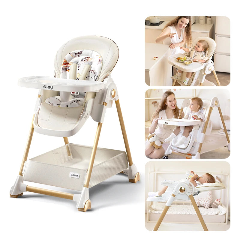 7-in-1 Convertible Baby High Chair with Adjustable Tray & Foldable Design