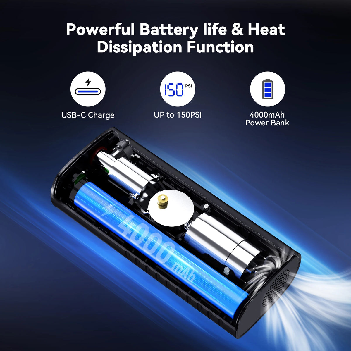 Smart Portable Air Pump | Rechargeable Tire Inflator for Cars & Motorcycles