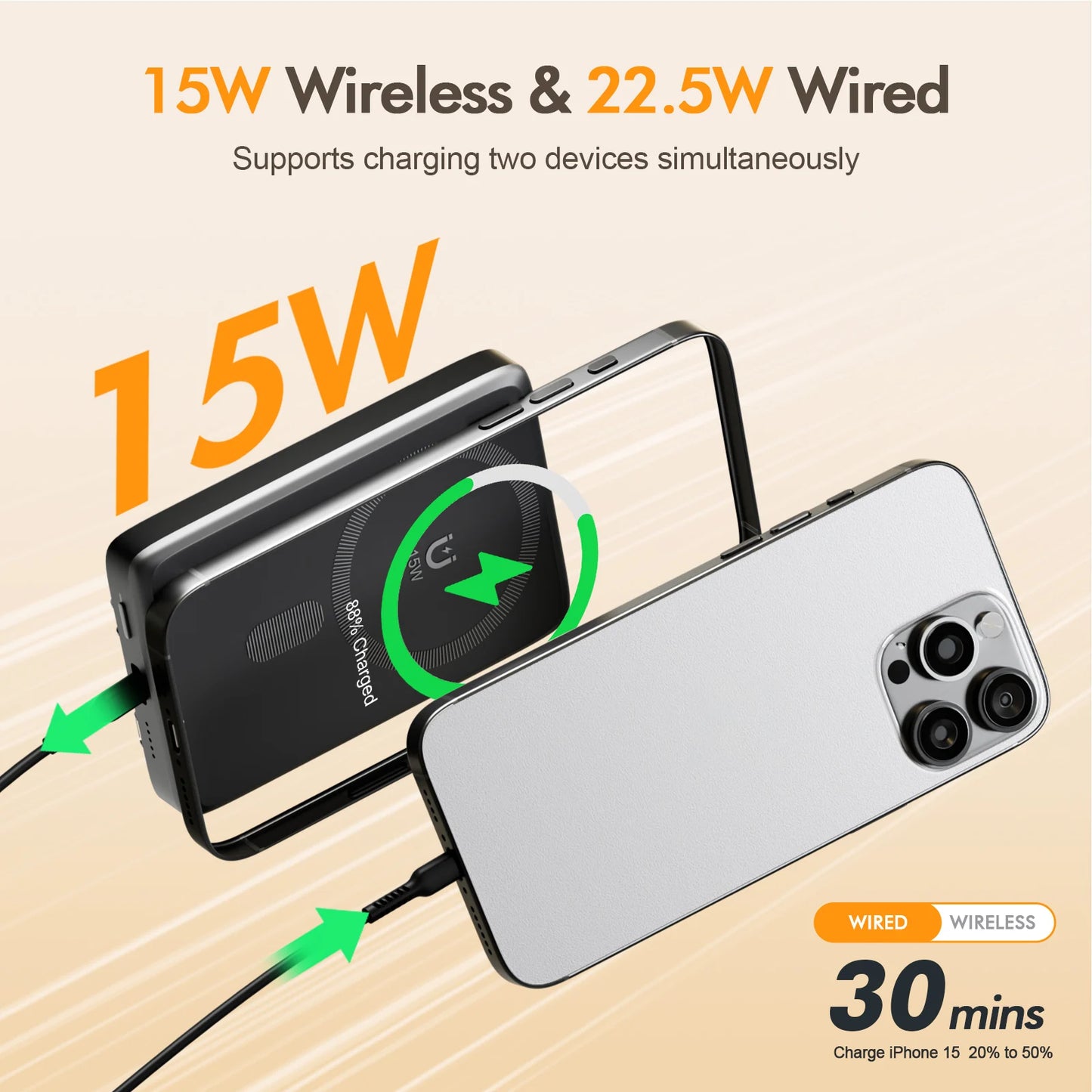 15W Foldable 3-in-1 Wireless Charging Station, Fast Charging Stand for iPhone, Apple Watch & AirPods, Portable Magnetic Charging Dock