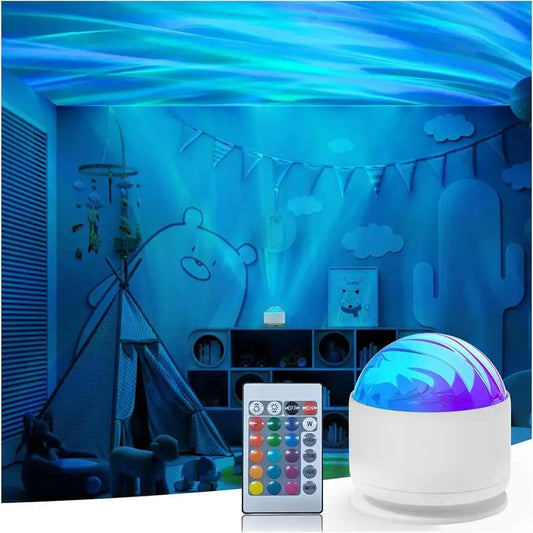 Ocean Wave Projector Lamp .3D Water Ripple Night Light with Remote Control & Color Changing Ambient Lighting